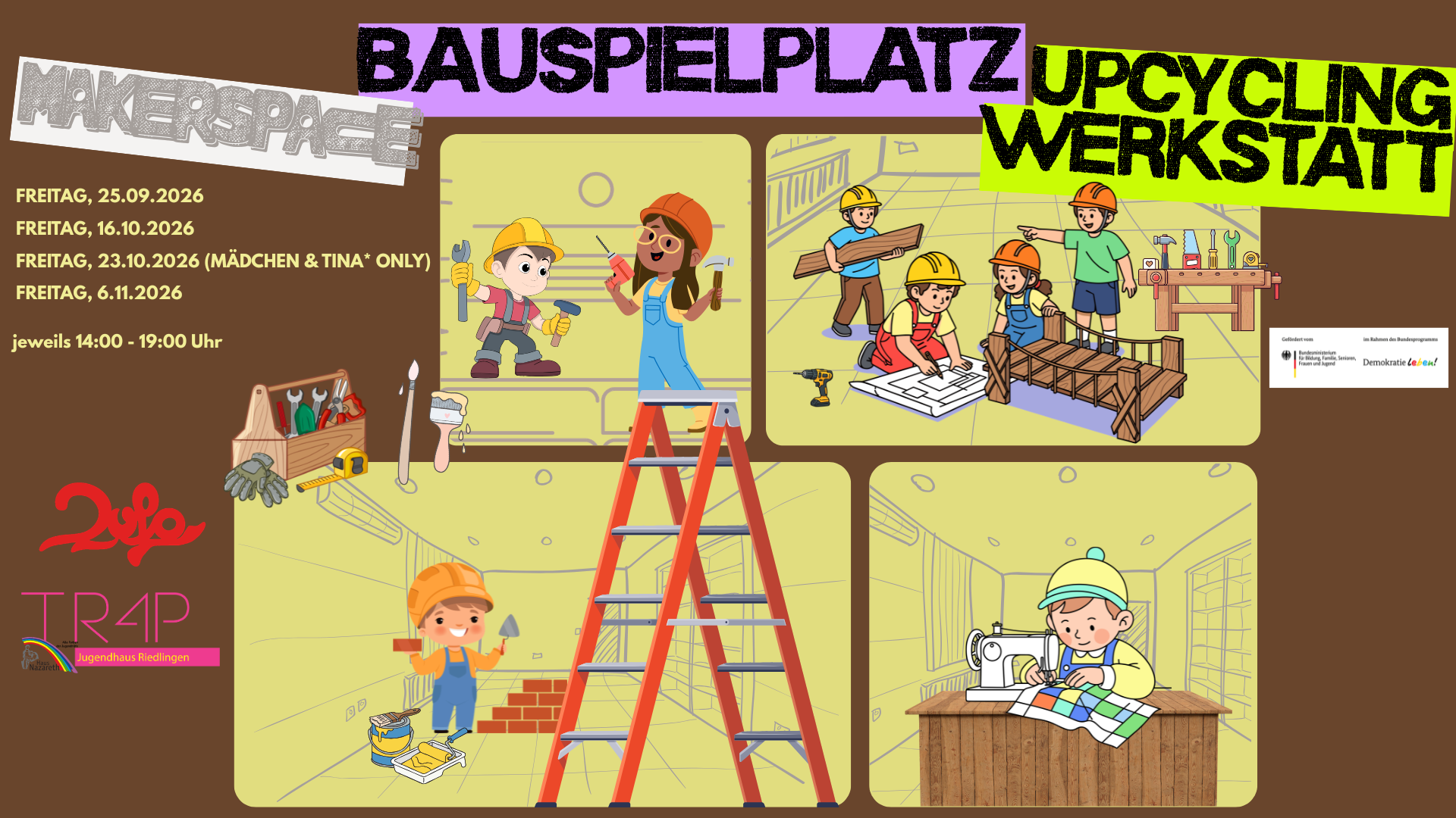 Bauspielplatz, Maker Space & Upcycling-Werkstatt auf dem Schlachthofplatz