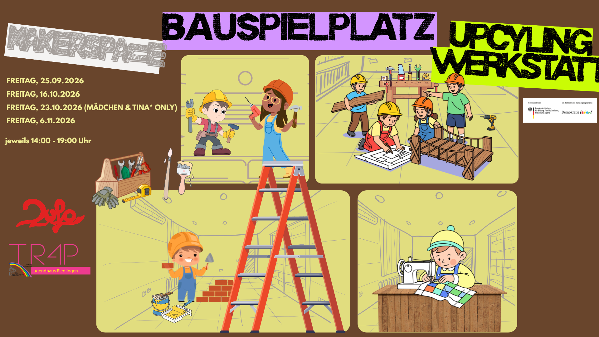 Bauspielplatz, Maker Space & Upcycling-Werkstatt auf dem Schlachthofplatz